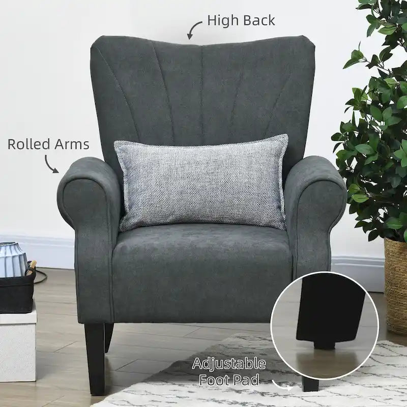 Modern 31.5 Arm Chair with Wood Legs