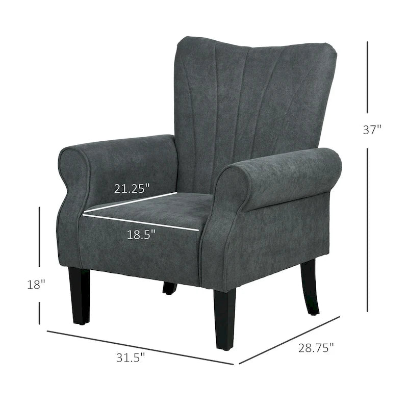 Modern 31.5 Arm Chair with Wood Legs