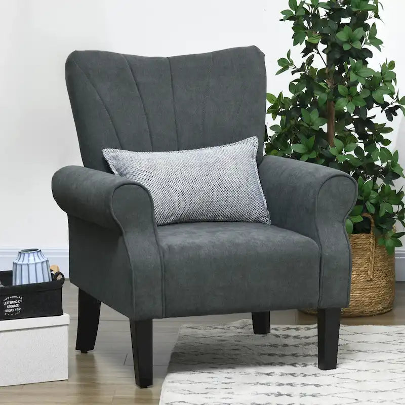 Modern 31.5 Arm Chair with Wood Legs