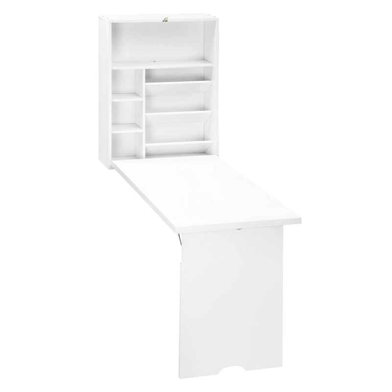 Modern Wall Mounted Foldable Desk with Adjustable Shelves and Ample Storage for Small Spaces and Home Offices
