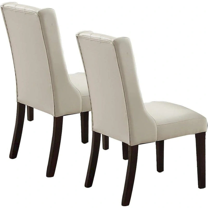 Modern Set of 2 Dining Chairs with Leather Tufted Backrest, Foam-Padded Seat, Solid Wood Legs for Dining Room Living Room