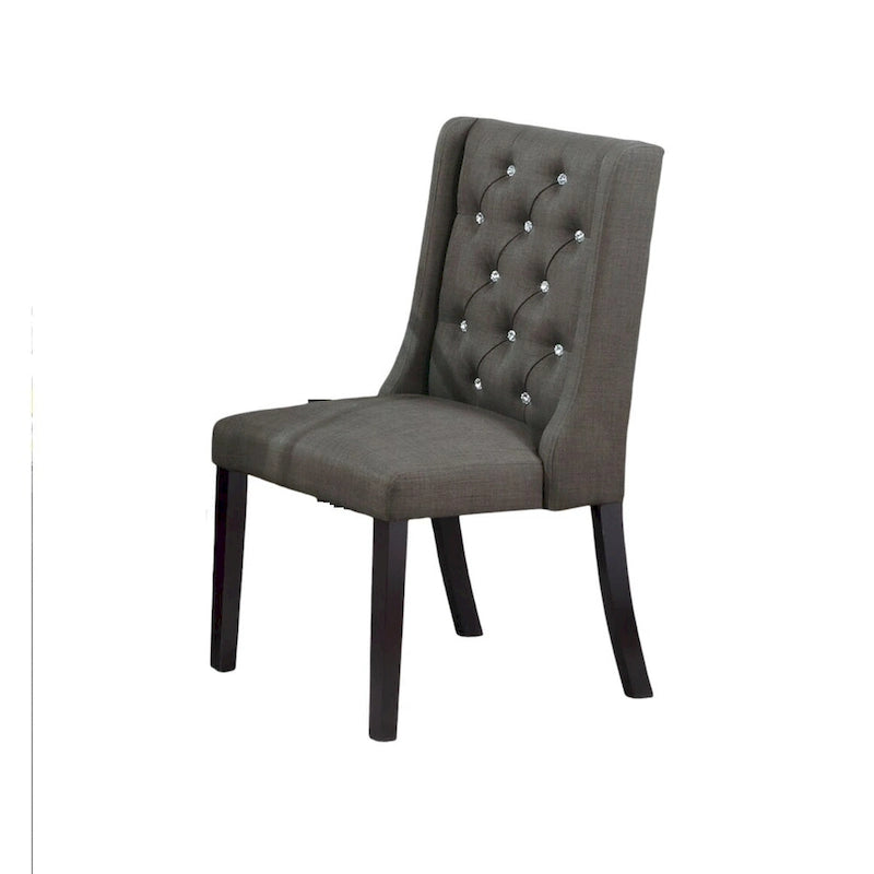 Modern Set of 2 Dining Chairs with Leather Tufted Backrest, Foam-Padded Seat, Solid Wood Legs for Dining Room Living Room