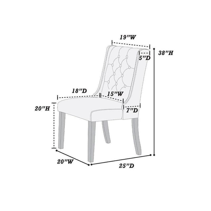 Modern Set of 2 Dining Chairs with Leather Tufted Backrest, Foam-Padded Seat, Solid Wood Legs for Dining Room Living Room