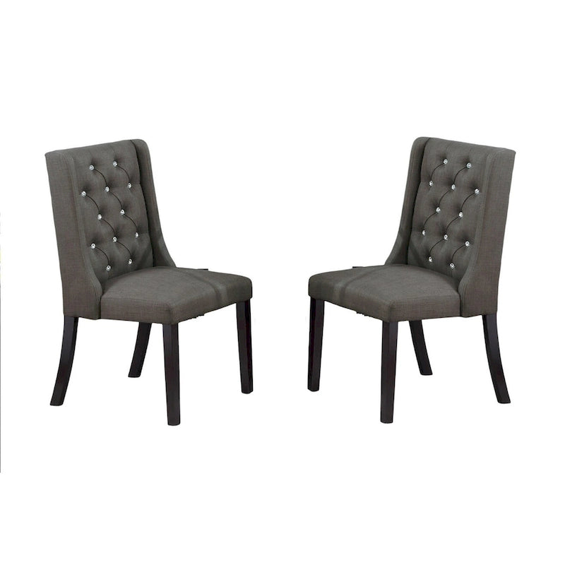 Modern Set of 2 Dining Chairs with Leather Tufted Backrest, Foam-Padded Seat, Solid Wood Legs for Dining Room Living Room