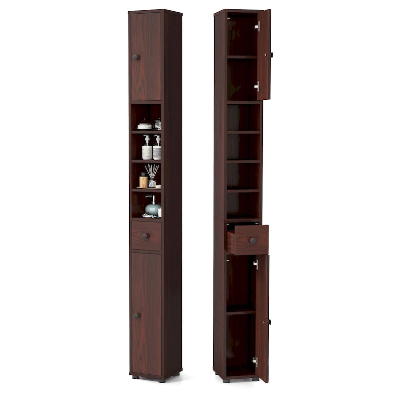Tall Slim Bathroom Storage Cabinet Linen Tower w/Drawer