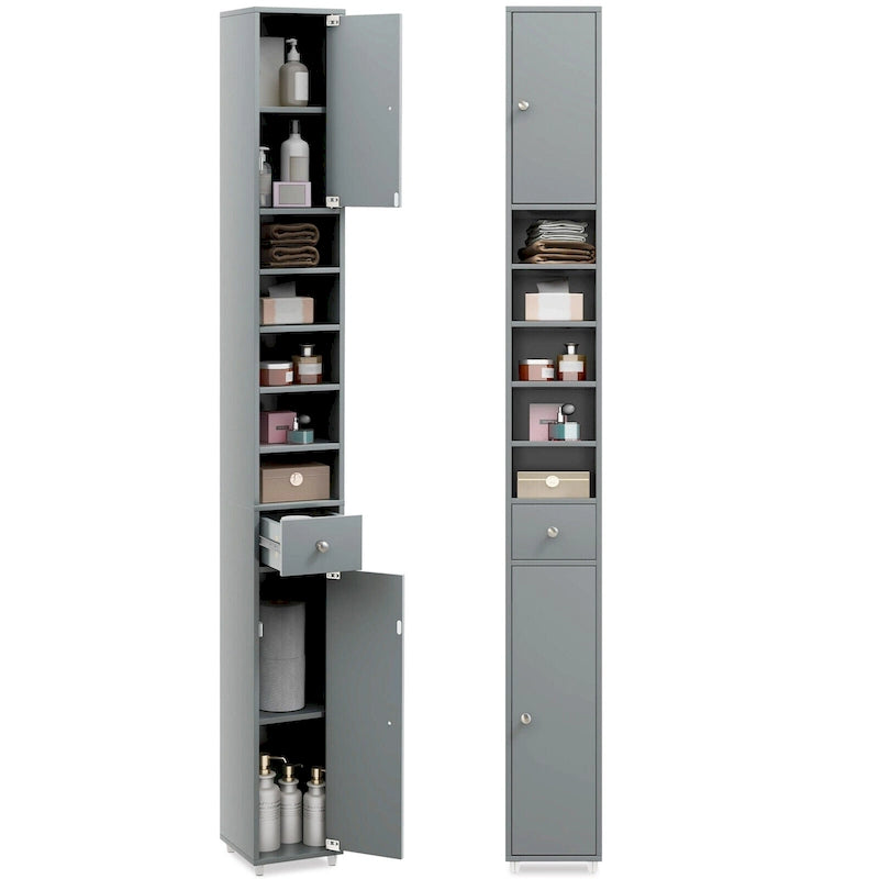 Tall Slim Bathroom Storage Cabinet Linen Tower w/Drawer