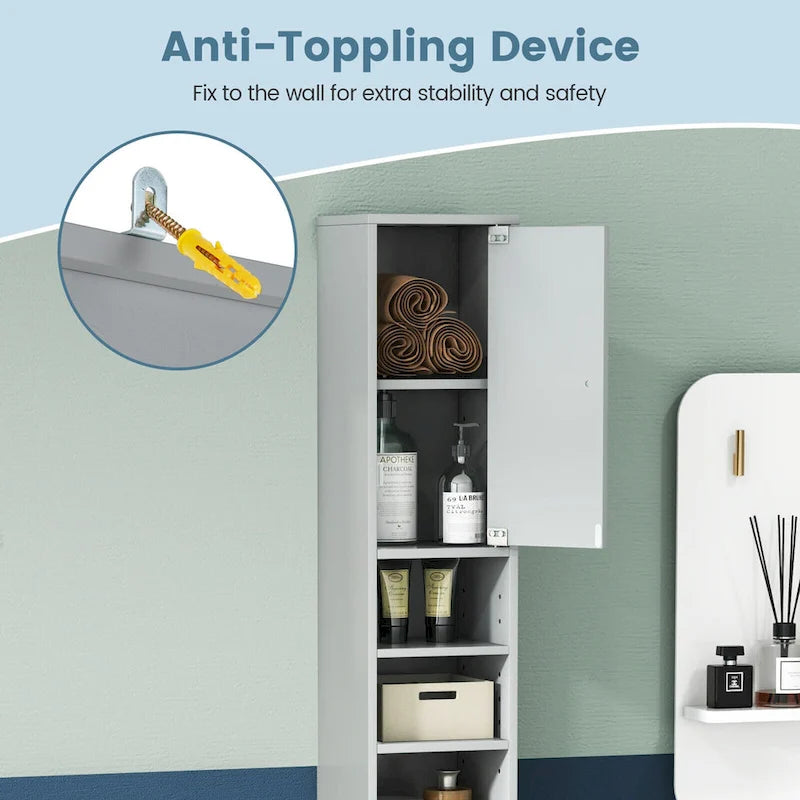 Tall Slim Bathroom Storage Cabinet Linen Tower w/Drawer