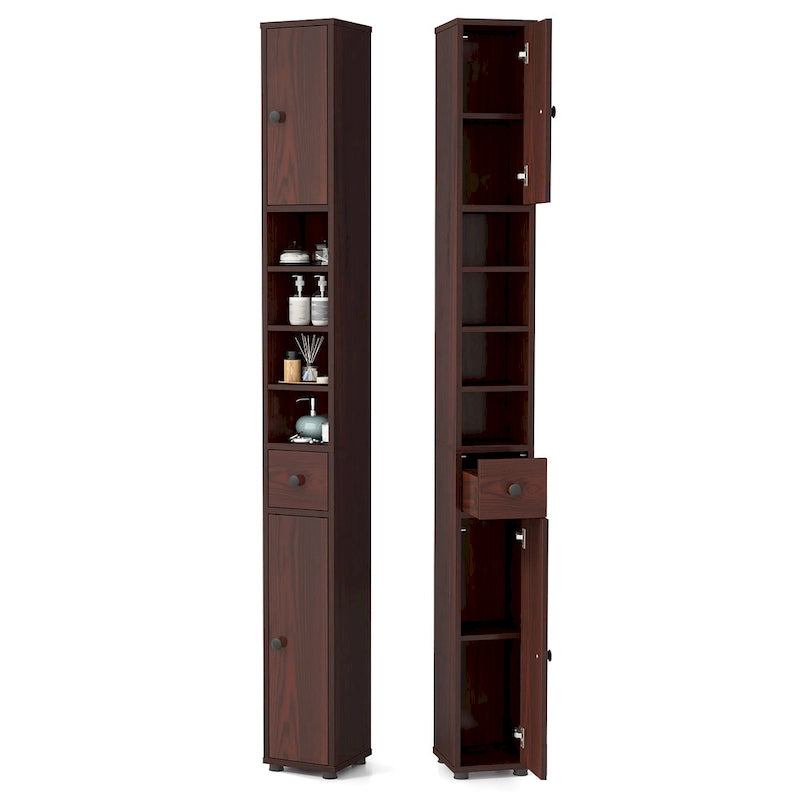 Tall Slim Bathroom Storage Cabinet Linen Tower w/Drawer