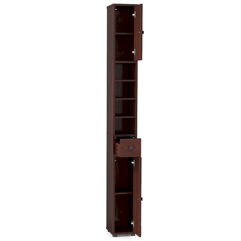 Tall Slim Bathroom Storage Cabinet Linen Tower w/Drawer