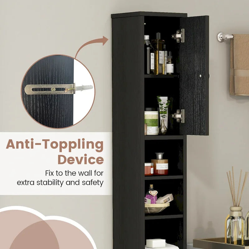 Tall Slim Bathroom Storage Cabinet Linen Tower w/Drawer