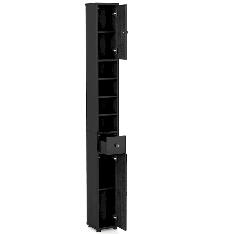 Tall Slim Bathroom Storage Cabinet Linen Tower w/Drawer