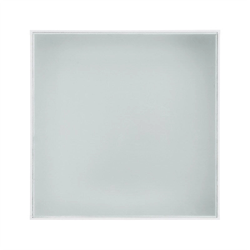 Square Hight Glossy Coffee Table with 16-color LED Strip Lights, Modern Center Table with 5mm Frosted Tempered Glass Top