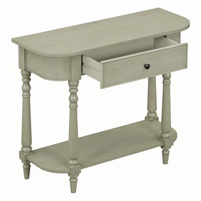 Narrow Console Table with Curved Corner (Gray)