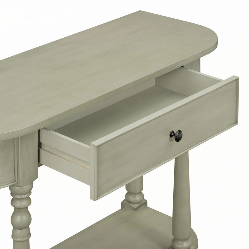 Narrow Console Table with Curved Corner (Gray)