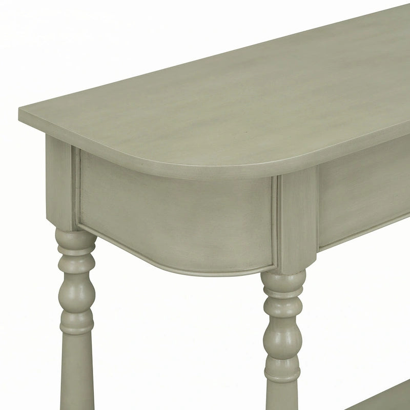 Narrow Console Table with Curved Corner (Gray)