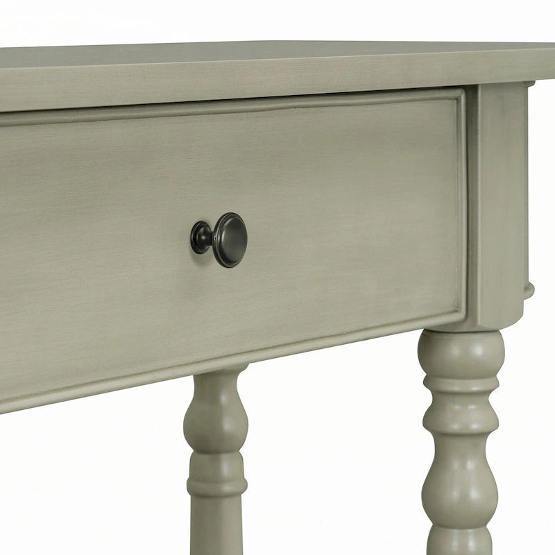 Narrow Console Table with Curved Corner (Gray)
