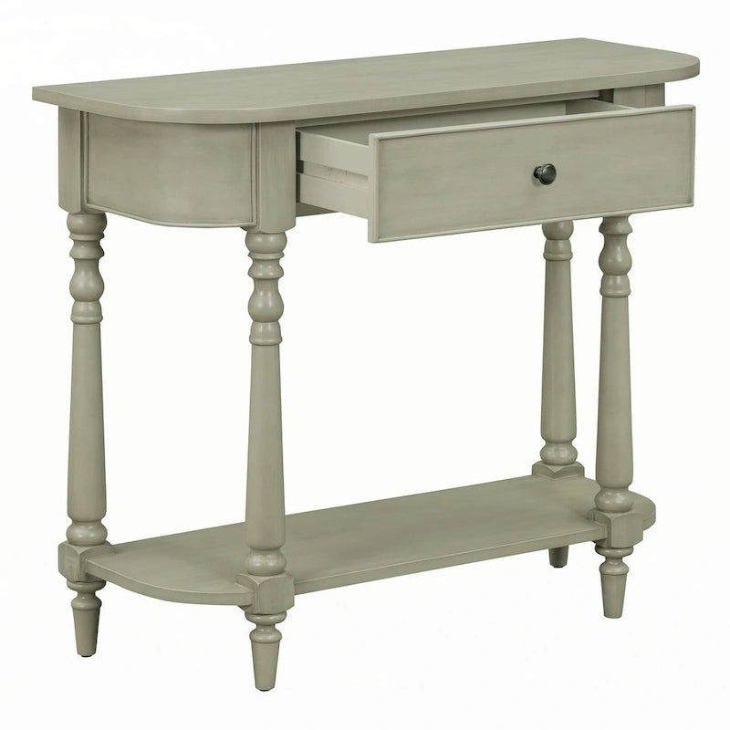Narrow Console Table with Curved Corner (Gray)