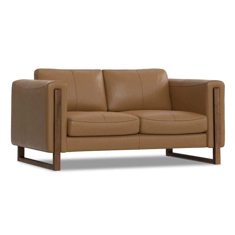 Modern, Contemporary 62 inch Wide Sofa in Genuine Leather
