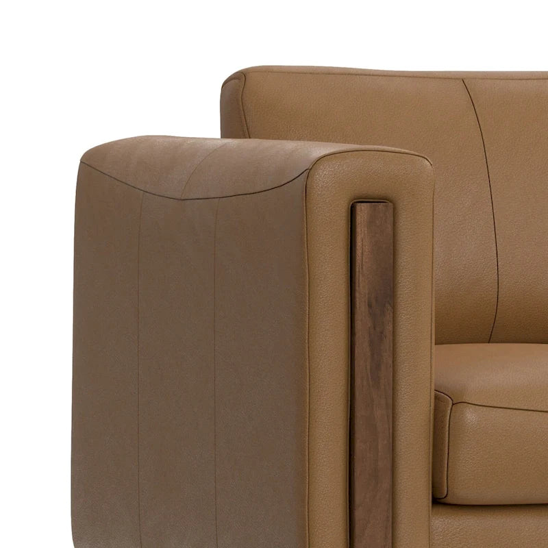 Modern, Contemporary 62 inch Wide Sofa in Genuine Leather