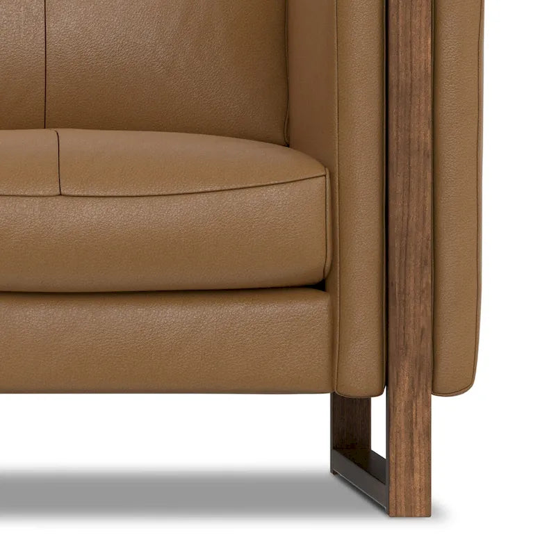 Modern, Contemporary 62 inch Wide Sofa in Genuine Leather