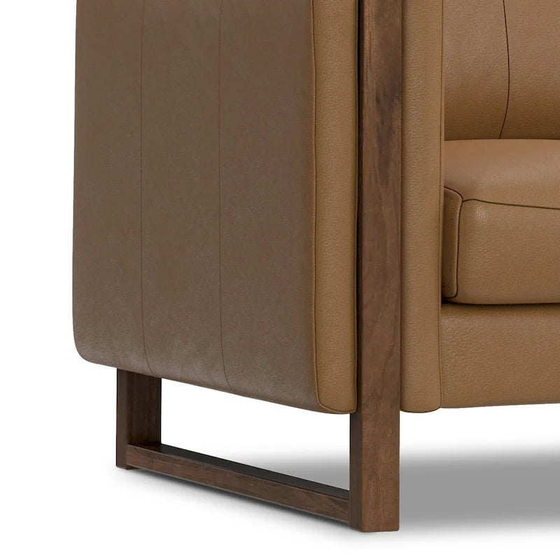 Modern, Contemporary 62 inch Wide Sofa in Genuine Leather