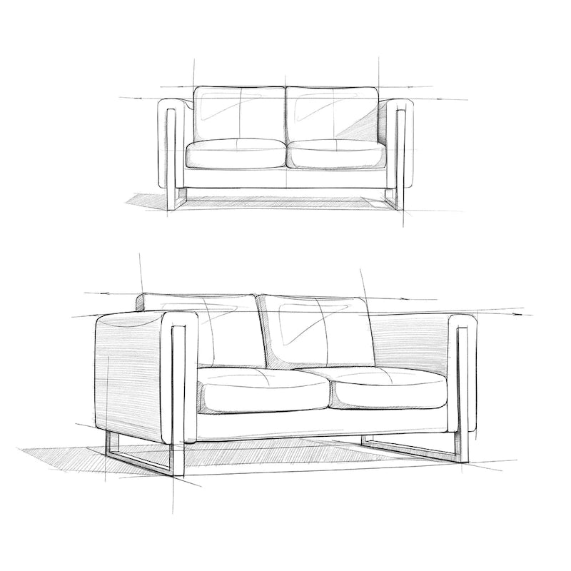 Modern, Contemporary 62 inch Wide Sofa in Genuine Leather