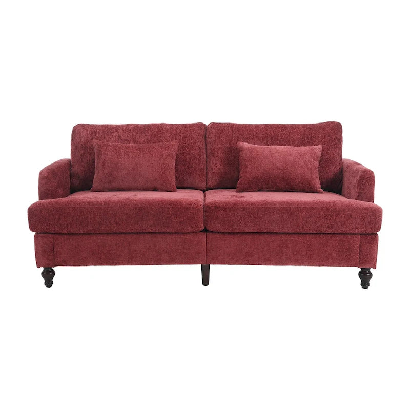 Red 68.9 Chenille 2-Seater Sofa with Detachable Cushions