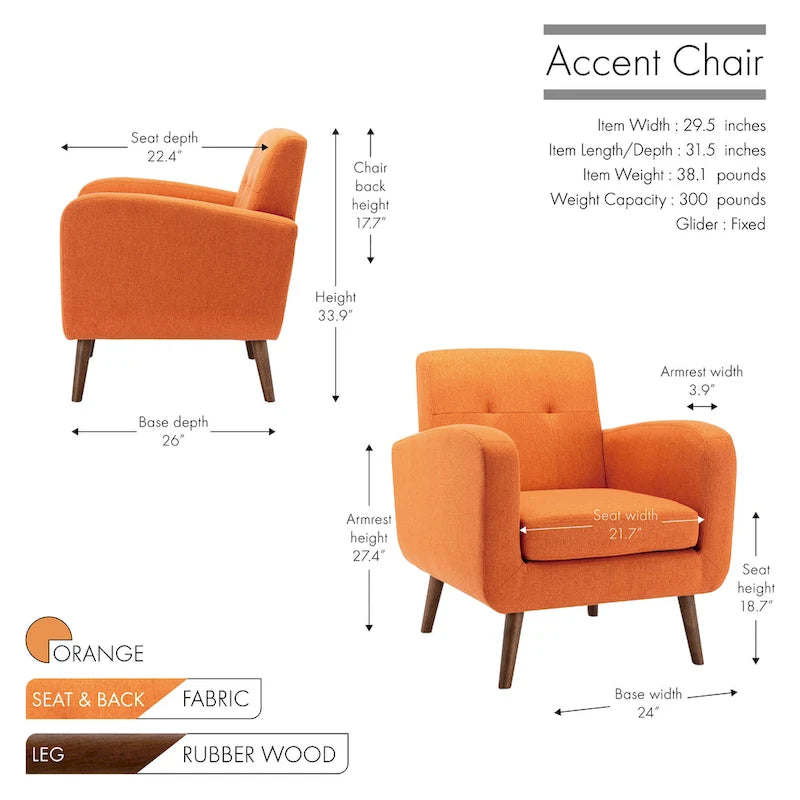 Accent Chair, Fabric or PU Upholstery, Rubberwood Legs