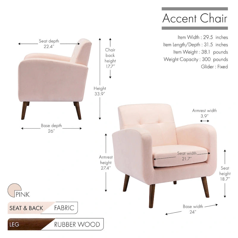 Accent Chair, Fabric or PU Upholstery, Rubberwood Legs