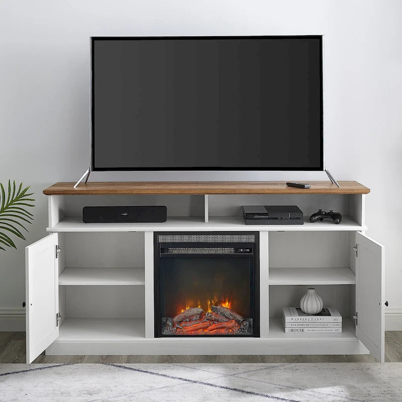 60-inch Barn Door Fireplace TV Stand