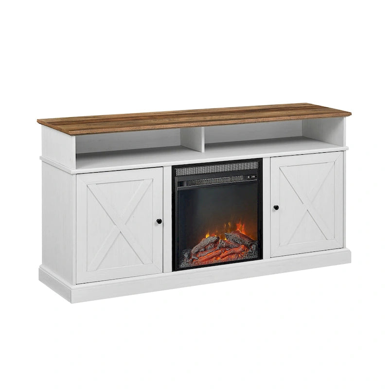 60-inch Barn Door Fireplace TV Stand