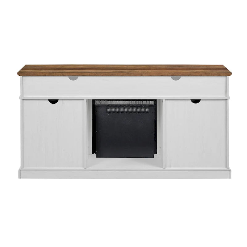 60-inch Barn Door Fireplace TV Stand