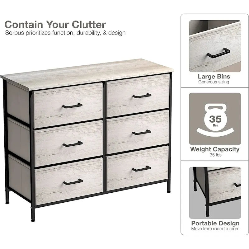 Dressers for Bedroom with 6 Drawers, Chest of Drawers for Bedroom