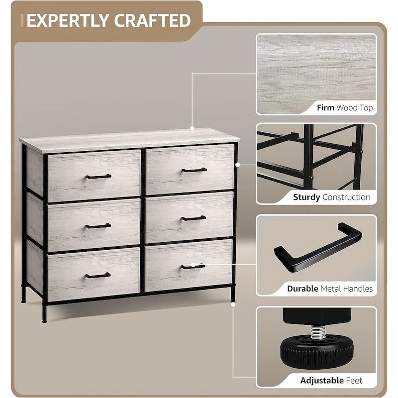 Dressers for Bedroom with 6 Drawers, Chest of Drawers for Bedroom