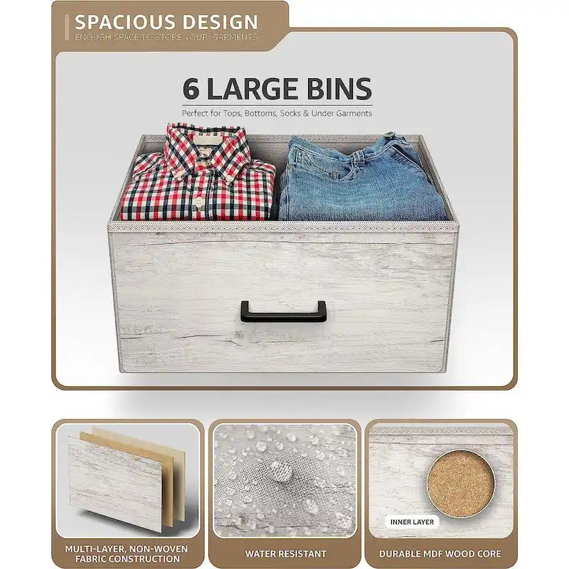 Dressers for Bedroom with 6 Drawers, Chest of Drawers for Bedroom