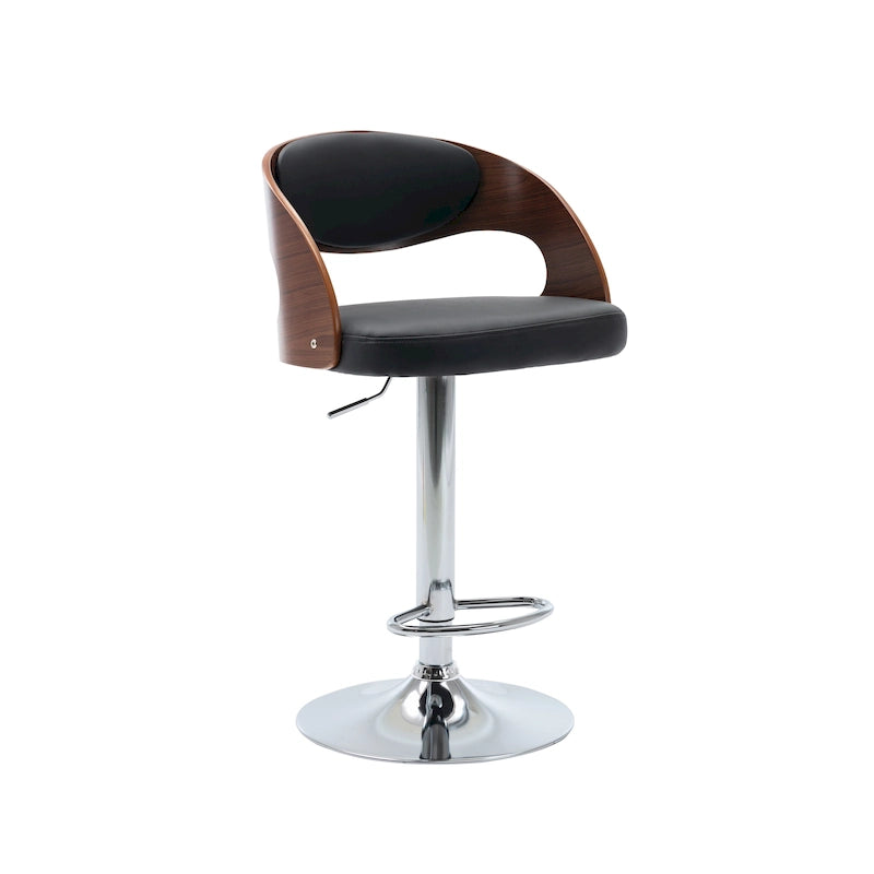 Height Adjustable Bar Stool, PU Leather, Chrome Base