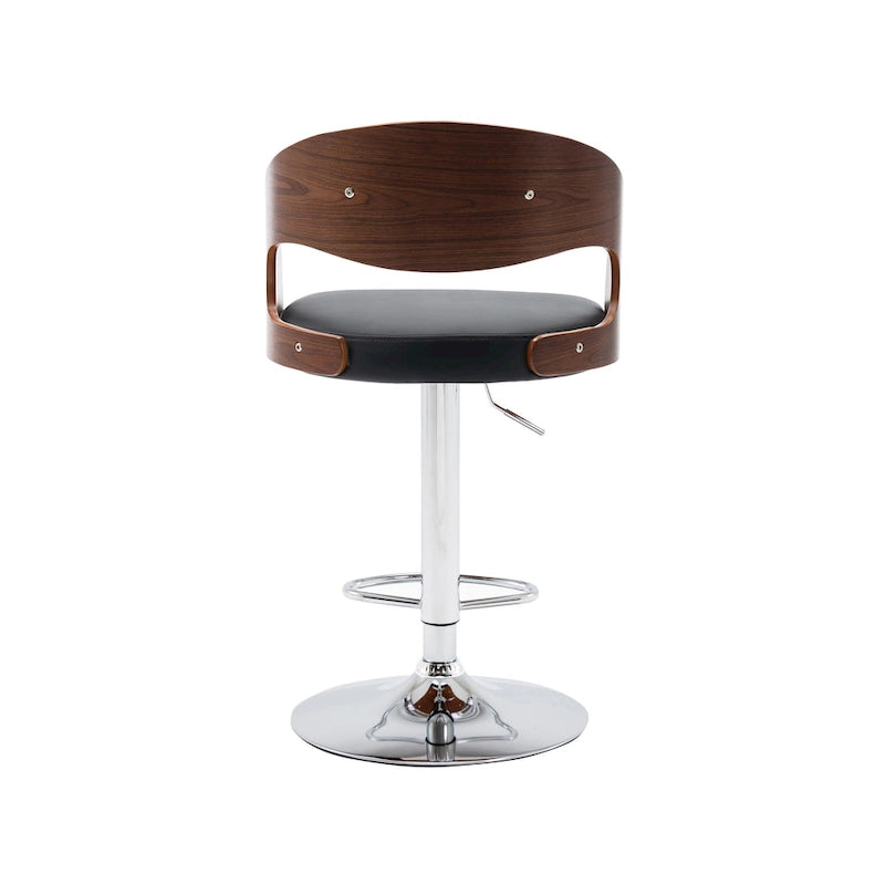 Height Adjustable Bar Stool, PU Leather, Chrome Base