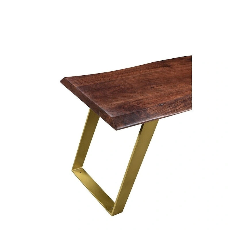Handmade 60 Sheesham Live Edge Gold Legs Bench (India) - 60 x 16 x 18