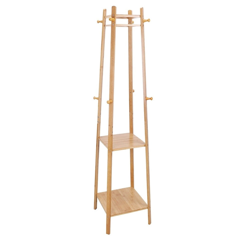 Solid Wood 8 Hook Freestanding Coat Rack Storage - 67h x 16l x 16l