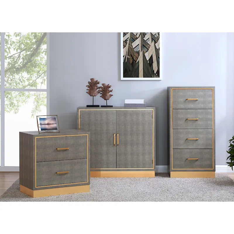 2-Drawer Faux Shagreen End table