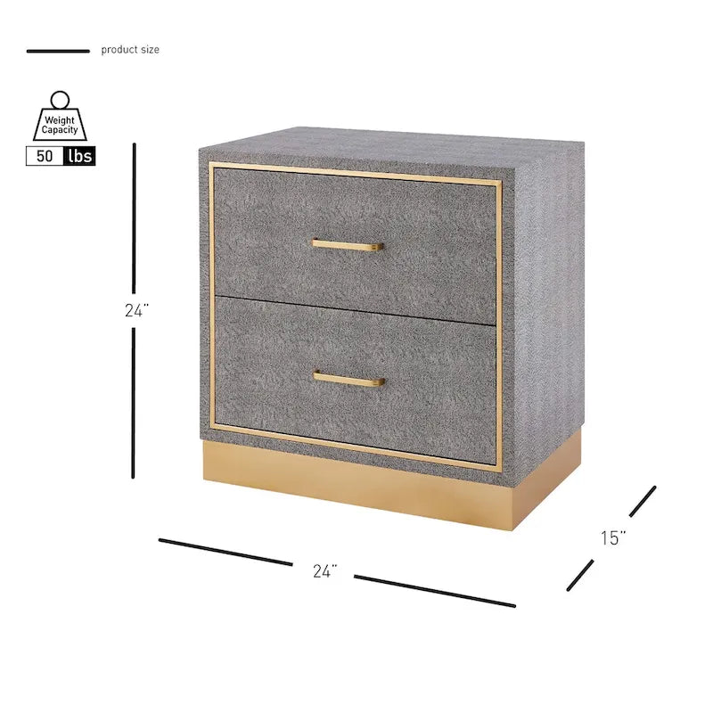 2-Drawer Faux Shagreen End table