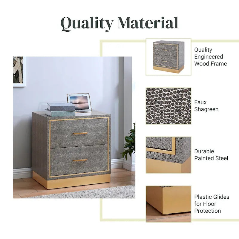 2-Drawer Faux Shagreen End table