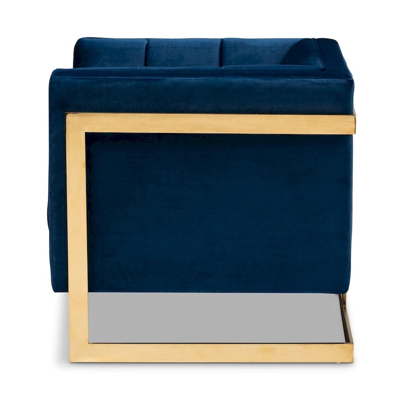 Glam Velvet Fabric Armchair with Gold-Tone Frame