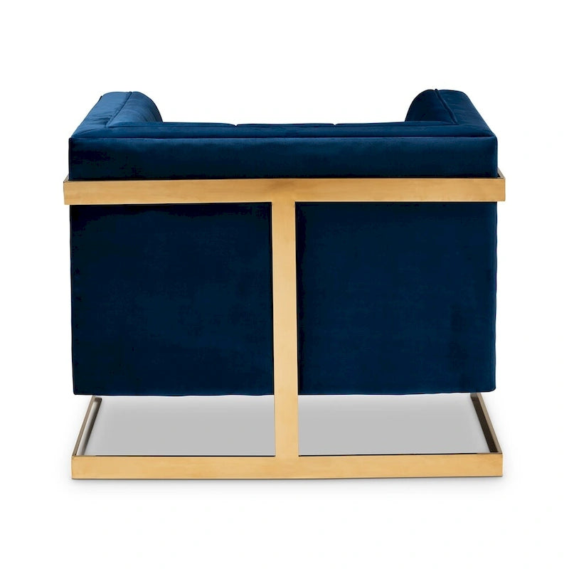 Glam Velvet Fabric Armchair with Gold-Tone Frame