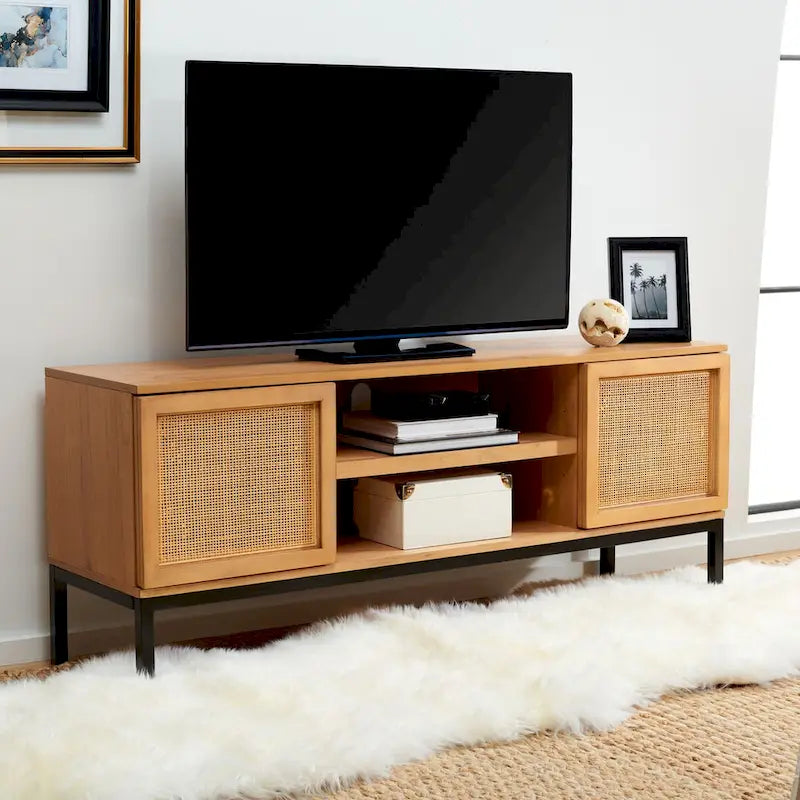 1 Shelf Rattan Media Stand - 54 W x 15 D x 22 H - 54Wx15Dx22H