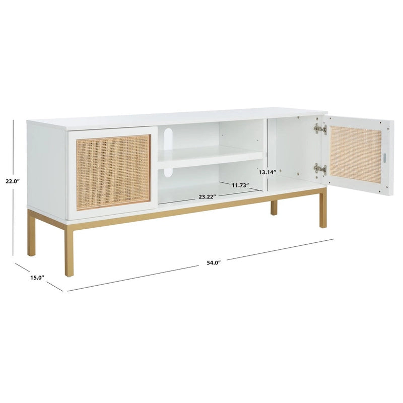1 Shelf Rattan Media Stand - 54 W x 15 D x 22 H - 54Wx15Dx22H