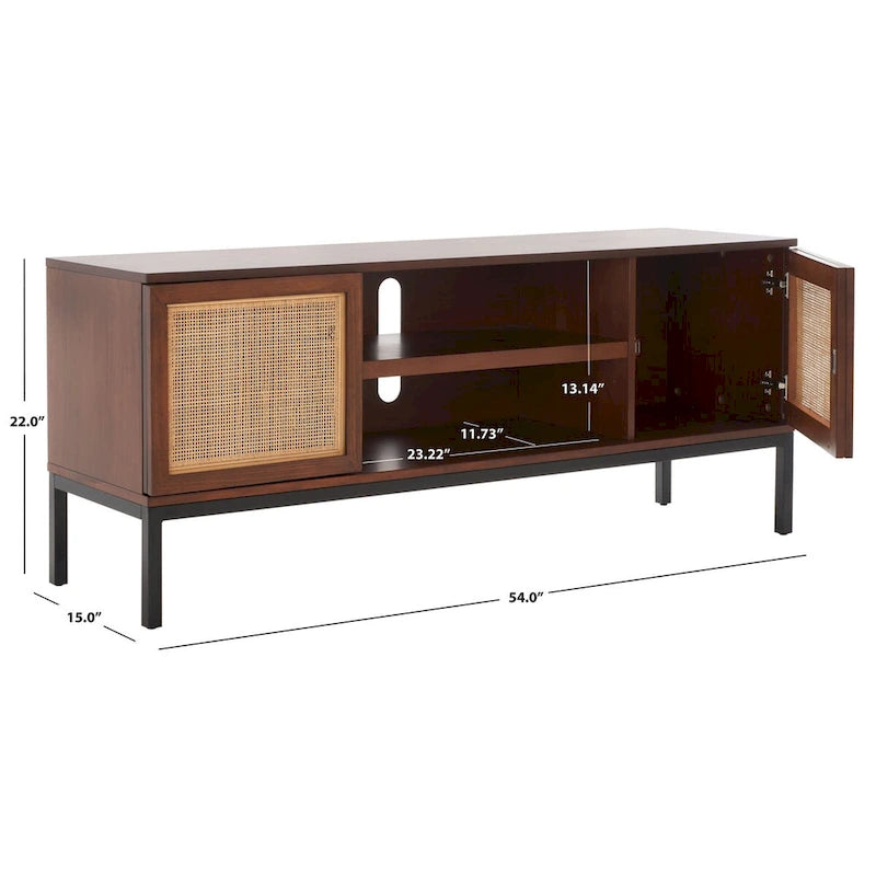 1 Shelf Rattan Media Stand - 54 W x 15 D x 22 H - 54Wx15Dx22H