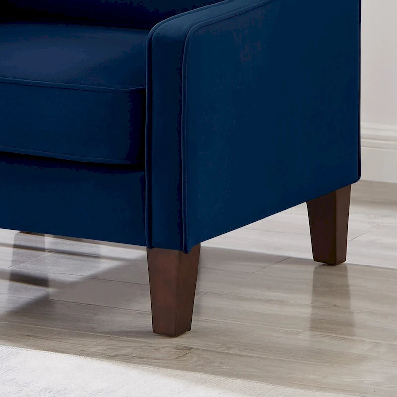 Upholstered Velvet Accent Chair with Wooden Legs