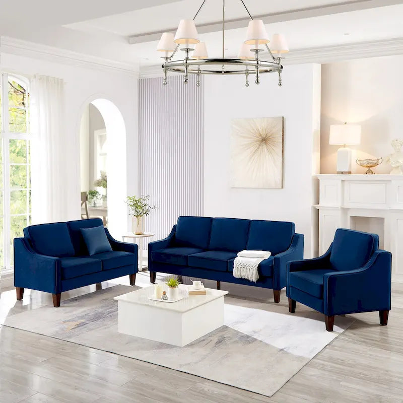 Upholstered Velvet Accent Chair with Wooden Legs