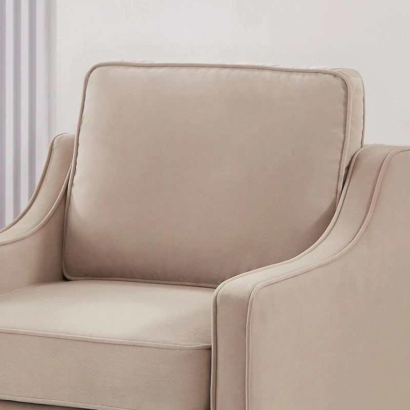 Upholstered Velvet Accent Chair with Wooden Legs